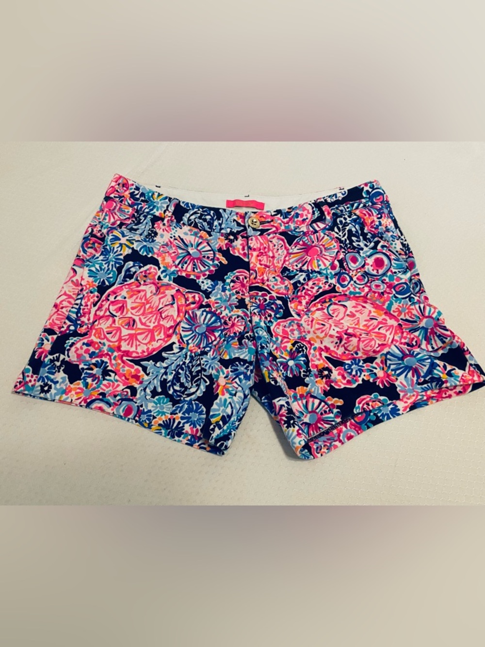 Lilly Pulitzer Navy, Pink & Blue Floral Turtle Print Shorts, size 10